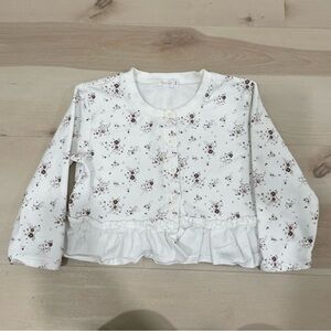 Jamie Kay Girl's Size 4 Eden Cardigan White Sweet William Floral Organic Cotton